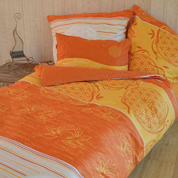 Bettbezug und Kissen - Design "Blume des Lebens", Farbe: zimt-mango